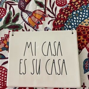 White Ceramic Wall Plaque - Mi Casa